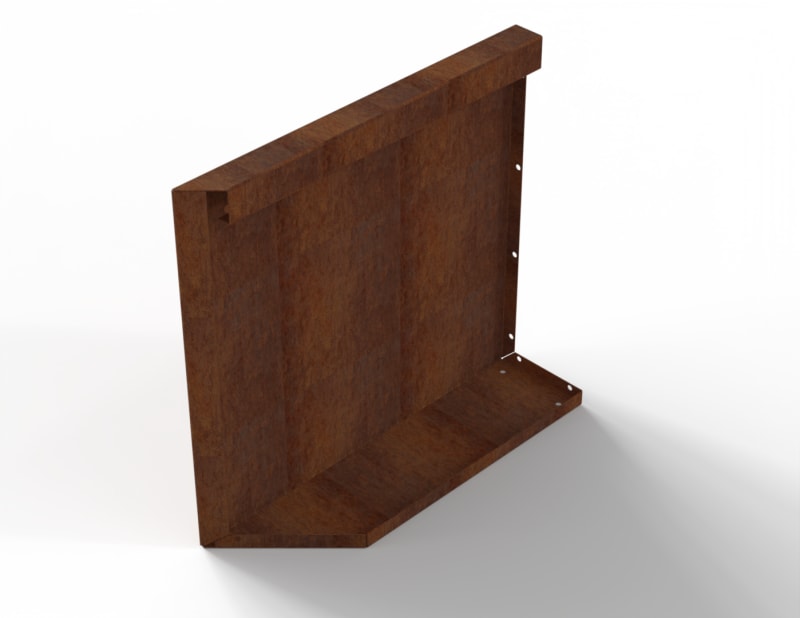 Bloembak Module+ Uitwendig Hoekpaneel R Corten  